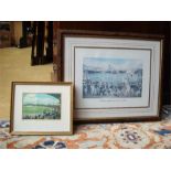 Cricketing Interest.  A framed and glazed print 'A Cricket Match Between Sussex and Kent' together