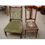 A late Victorian walnut nursing chair together wit