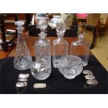 A quantity of glassware to include four decanters with stoppers, a Kilarney crystal candle holder