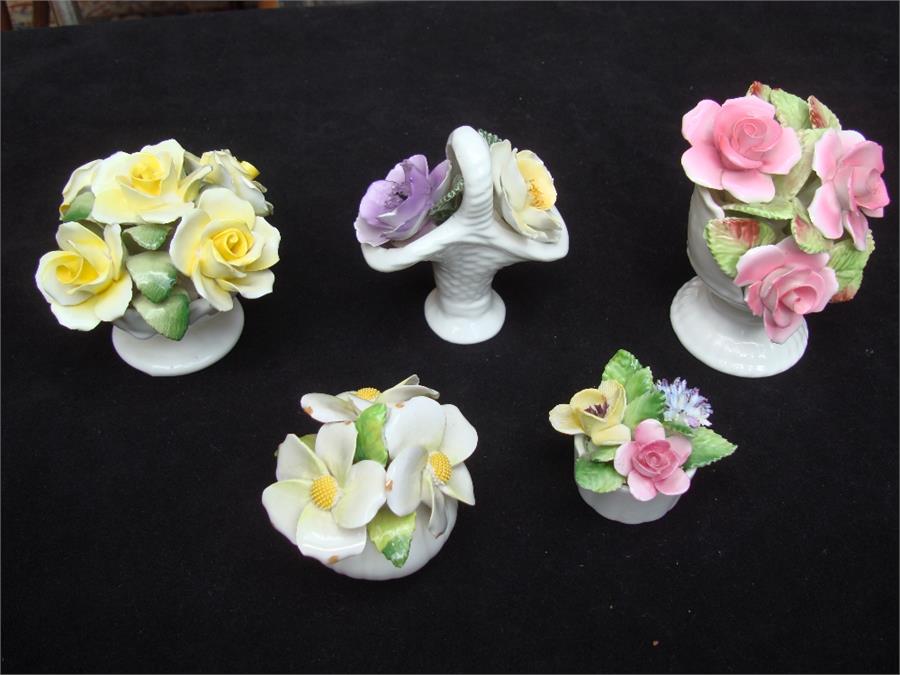 A selection of bone china flower paper weights / ornaments, by Thornley, Jon Anton, Healacraft