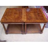 A pair of cherrywood tables, each with drawer to end.  Each 56 x 66 x 54cm high.