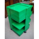 A green Boby storage unit trolley, Italian made by