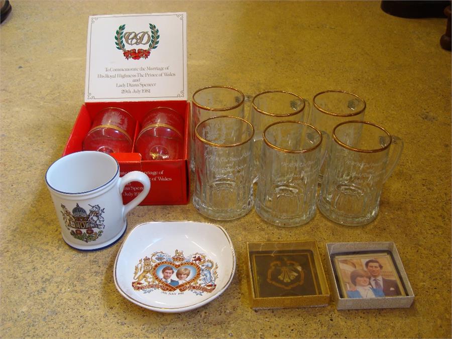 A mixed lot of ceramics, glassware and other items commemorating The Royal Wedding, July 1981.