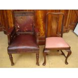 A Victorian desk chair together with a Queen Anne