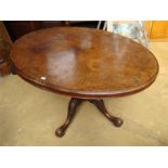 A 19th Century burr walnut loo table, a/f.