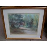 Myrtle Prosser. Church Lane, pastels, framed and g