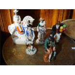 A mixed lot of figurines Royal Doulton 'The Master', Leonardo collection baloon seller, ladies