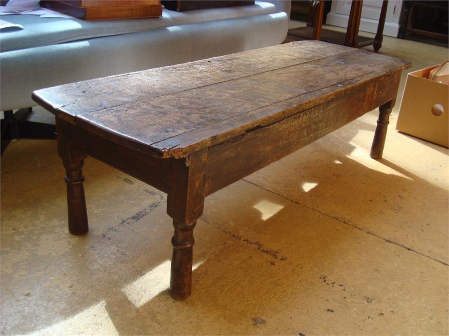 An oak coffee table.