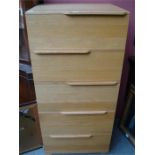 An oak five drawer tall chest, retailed by Habitat