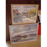 Two landscape watercolours, both framed, one signed and dated L. Grover 1986 to lower right,