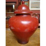 A large glazed jar, 46cm high.