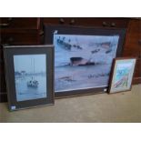 Maritime Interest. Three works to include a framed and glazed watercolour titled 'Oh What a