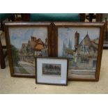 Local Interest. A coloured engraving of Tunbridge Wells circa 1820 together with two framed and