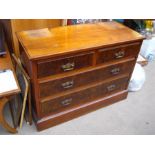 A late Victorian walnut chest, with burr walnut fr