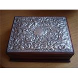 A mahogany jewellery box with a floral silver plaque, Sheffield, 1993 by R. Carr.