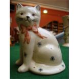 A Rye Pottery seated cat, 15cm high.