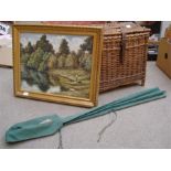 Fishing Interest.  A C. Farlowe and Sons 'Holdfast 18805' rod together with a wicker fishing