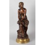Beautiful antique bronze figure by H. Moreau. Hippolyte 1832-1929. Title: Reveuse. Lady sitting on