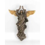 Large wall with brass angel wings, signed Schöne (plastic molded). Bronze colored. Dim. 56 cm.