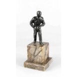 Antique bronze cone player on marble base, ca. 1920. Dim. 20.5 cm. In good condition. Antike