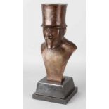 Bronze figure in black marble base, 21st Century. 'Man with hat. Signed Eli Nadelman. Dim. 39.5