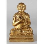 Ancient Chinese gilt bronze buddha 'Qing Dynasty. Finely processed and marked with a seal. Dim. 15.5