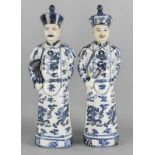 Two old chinese porcelain figures with dragons decors (labeled). 20th century. Size: 44-45 cm. In