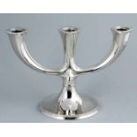 Silver 3-light candlestick with round foot, 835/000, 12,5x25,5x17cm.