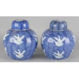 Two large old Chinese porcelain ginger pots with geese decors. 20th century. Dimension: 18 x 14 cm