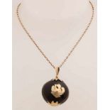 Yellow gold necklace with pendant, 585/000, with tiger eye. Anchor collar with base closure