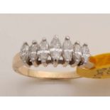 Yellow gold ripple ring, 585/000, with diamonds cut diamonds. Ring with rising cupboard with 7