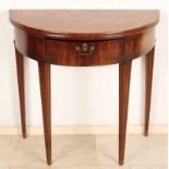 Early 19th century mahogany half-moon folding table with drawer (play table) (Louis Seize style).