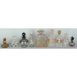 Nine different vials all with gold decor, various abrasives and motifs, various ages from 1900, -8-