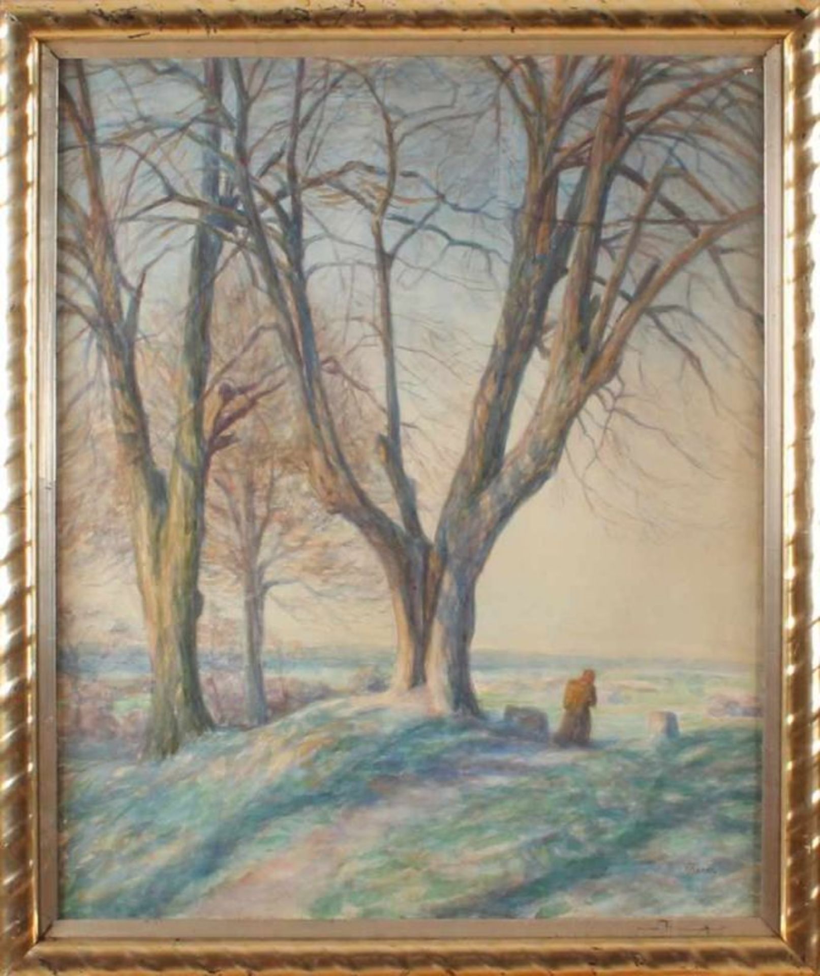 Thurin about 1910 figure under the trees, watercolor on paper 80x65cm. Cond: G