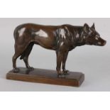 Ancient German bronze figure, wolf on bronze basement. About 1920. By Paul Kratz, 1884-1958.