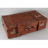 Pre-war leather case with three closures. Dimension: 40x71x42.In good condition.