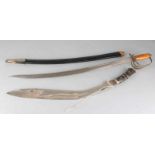 Large old decorative saber + crown sword and large Ghurka Kuhri knife. 20th century. Size approx.