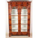 Antique mahogany leaves Biedemeier Neo Gothic bookcase, ca. 1850. Recently professionally restored.