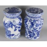 Two old Chinese porcelain hockers. 20th century. One time with fruit decor. One time with landscape