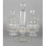 Four-piece antique crystal acid set (almond cut) (chips). Around: 1900. In reasonable / good