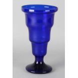 Large blue glass Art Deco vase, ca. 1930. Possibly Bruno Mauder. Dimension: 25 cm.In good