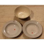 Three pieces of German porcelain. Third kingdom marked, Bavaria & Hutschenreuther. Size: approx. 24