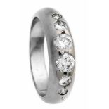 Large white gold ring, 585/000, with diamonds. Bolle ring with 6 brilliant cut diamonds in size,