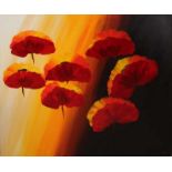 Monogram NG, 21st century. Poppy composition. Oil paint on linen. Dimensions: 100x120 cm.Cond .: G.