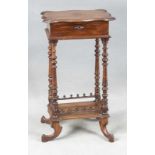 Antique mahogany sewing table with floor, engraving and contoured sheet (one toll fog). About: