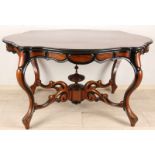 Beautiful 19th century walnut Louis Philippe, Willem III dining table with interconnected legs and