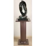 Very large bronze sculpture to A. Rodin. On marble basement and pedestal (signed). Two hands. Size