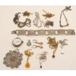 Large lot of jewelry with various chains watch, bracelet and pendant. Including double and silver.