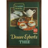 Old Douwe Egberts (DE) advertising poster in list, circa 1950. Dimension: 70 x 50 cm. In good