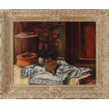 E. Frielink. 'Still life with bellows, bottles etc'. Around: 1930. Oil paint on linen. Dimensions: